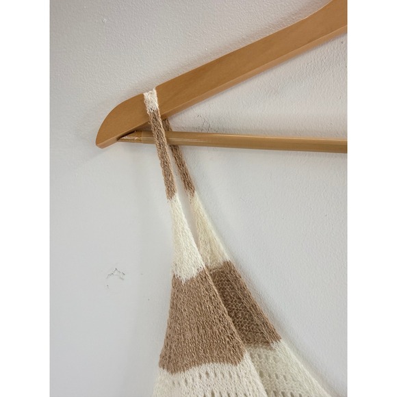 Pink Lily Striped Knit Crochet V Neck Tank Top Women's Size M Boho Festival Chic - Picture 6 of 8